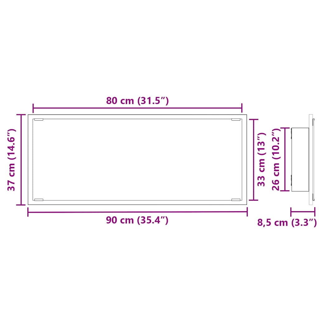 Ogledalo Zidne Crni hrast 90 x 8,5 x 37 cm Konstruirano drvo