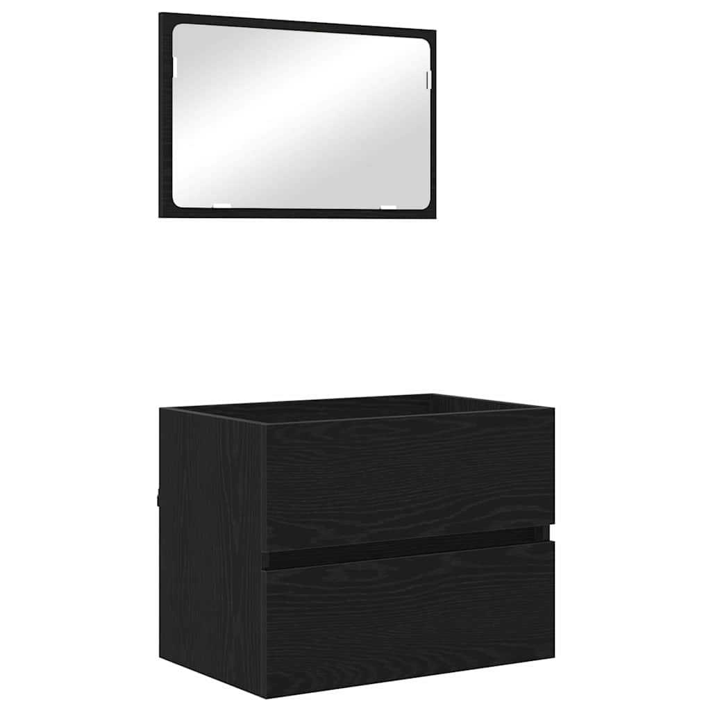 Set namještaja za kupaonicu s ladicama Zidne 2 pcs Crni hrast
