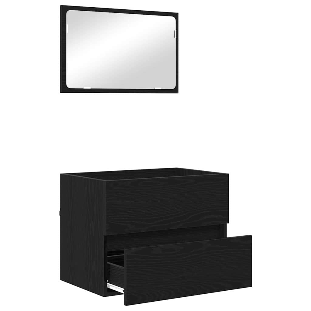 Set namještaja za kupaonicu s ladicama Zidne 2 pcs Crni hrast