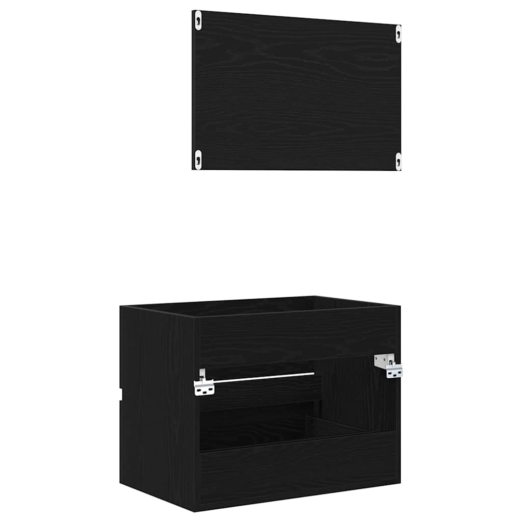 Set namještaja za kupaonicu s ladicama Zidne 2 pcs Crni hrast