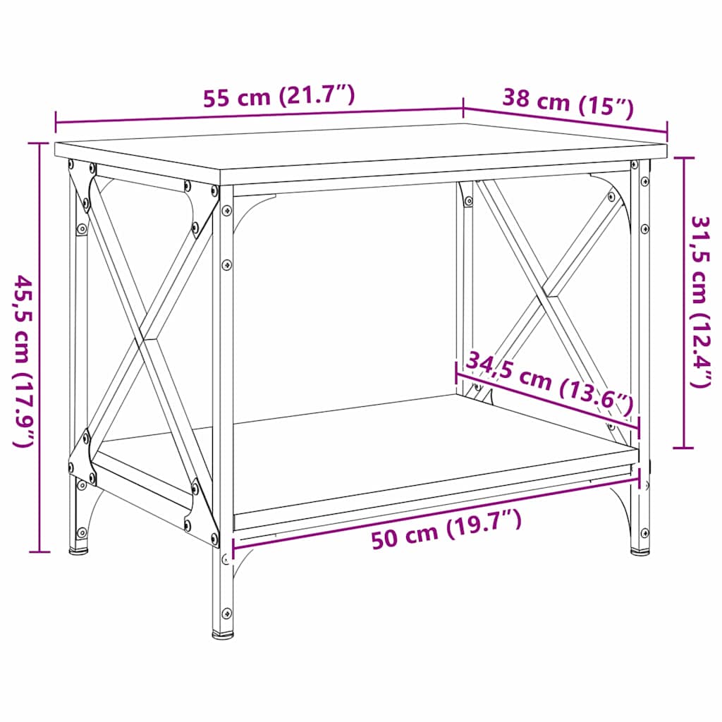 Bocni stol Crni hrast 55 x 38 x 45 cm Konstruirano drvo