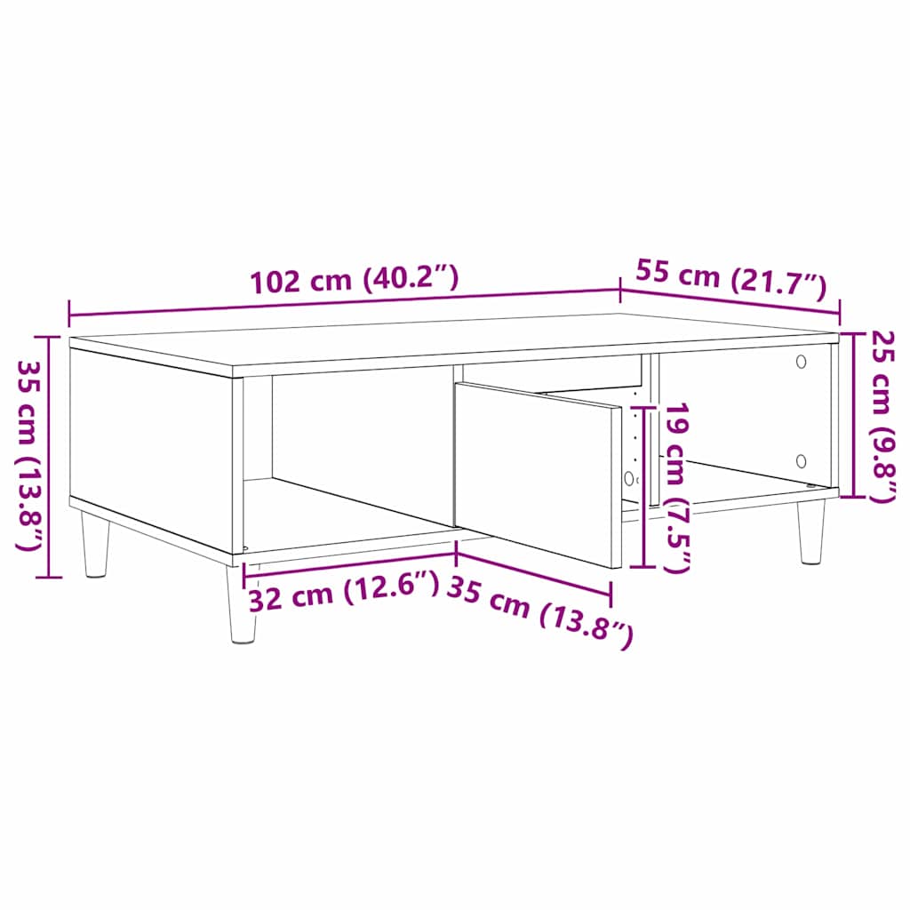 Kava Stol Dimljeni hrast 102 x 55 x 35 cm Konstruirano drvo