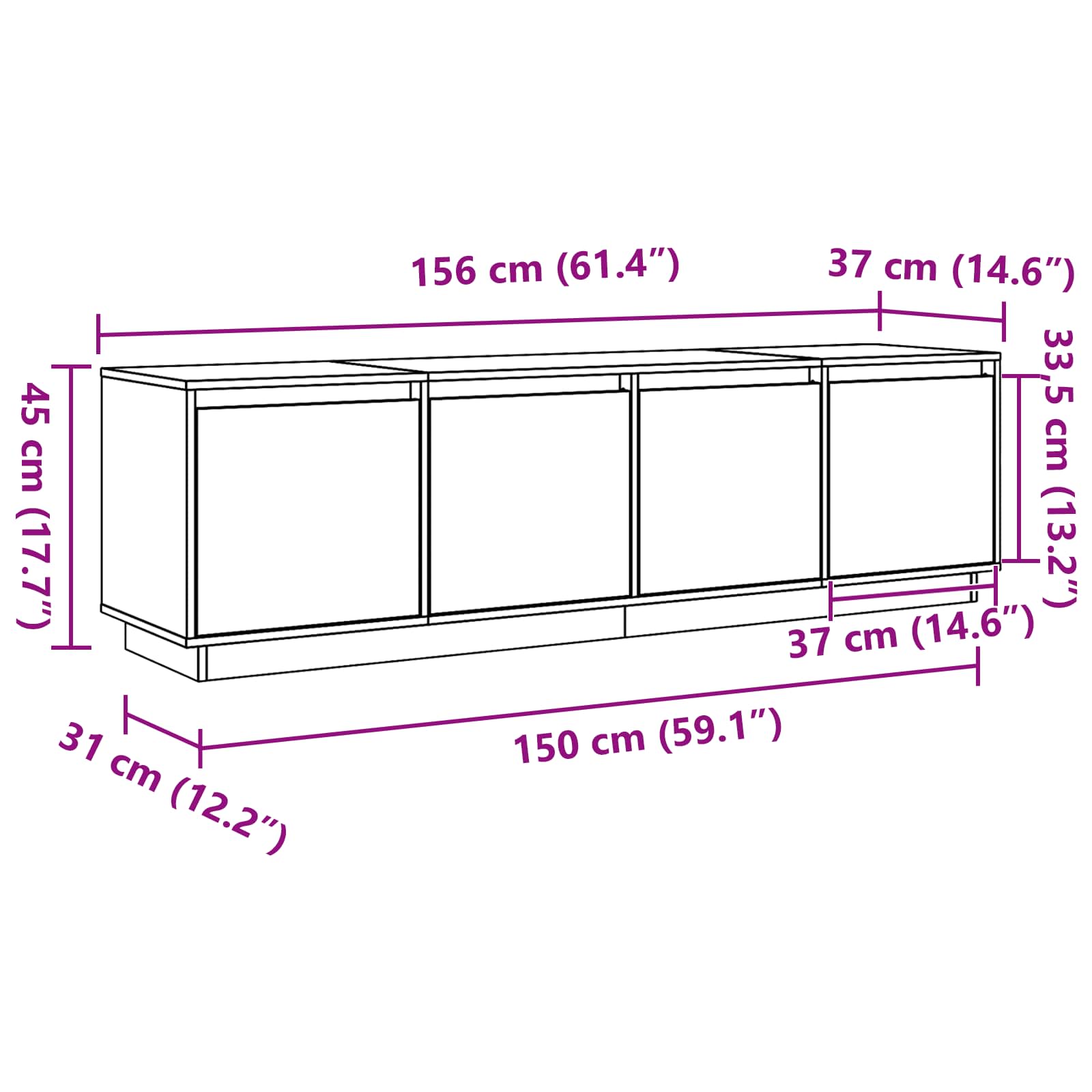 TV ormar Smeđa 156 x 37 x 45 cm Konstruirano drvo
