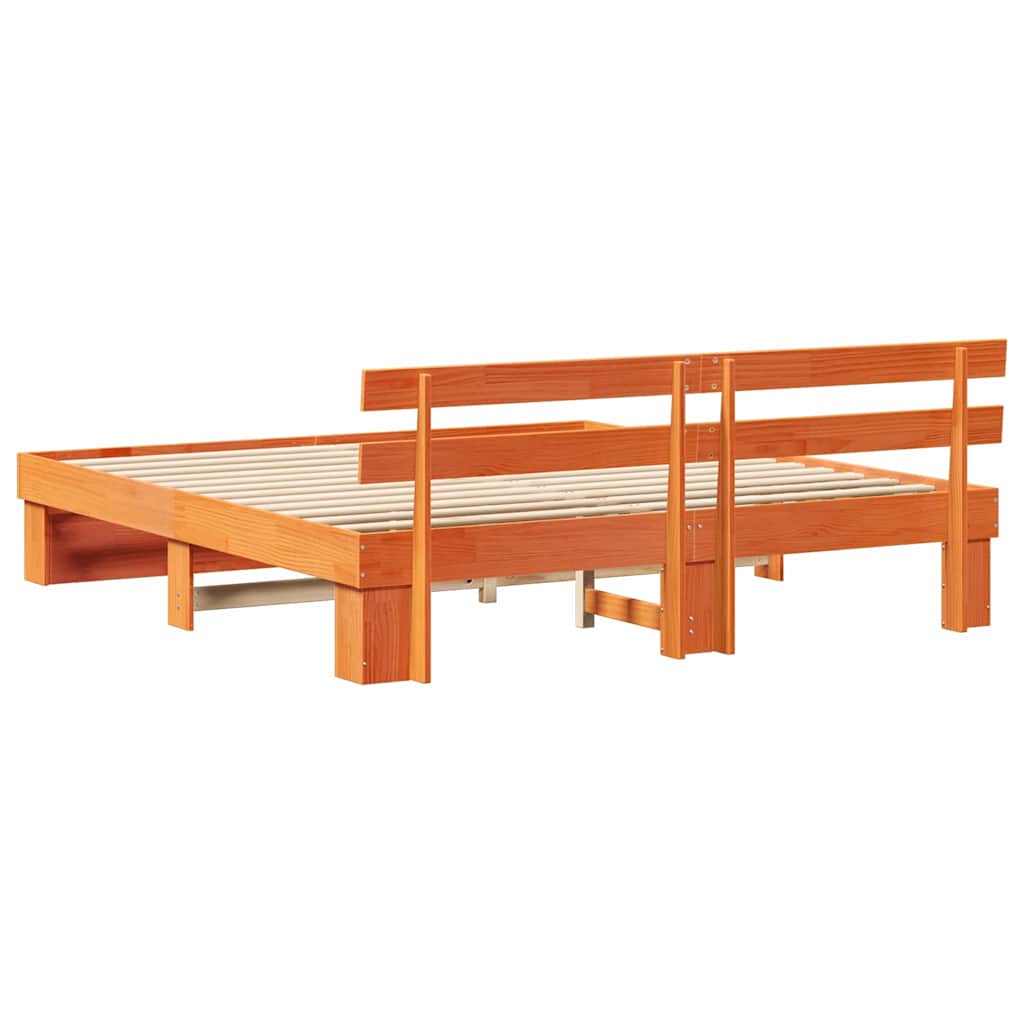 Krevetna konstrukcija Smeđa 200 x 200 cm Čvrsto borovo drvo