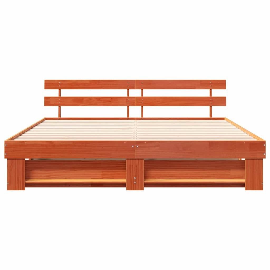 Krevetna konstrukcija Smeđa 200 x 200 cm Čvrsto borovo drvo