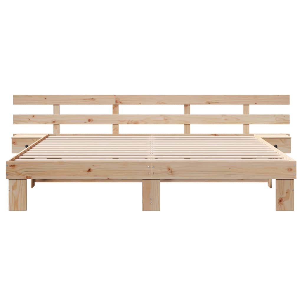 Krevetna konstrukcija Smeđa 200 x 200 cm Čvrsto borovo drvo