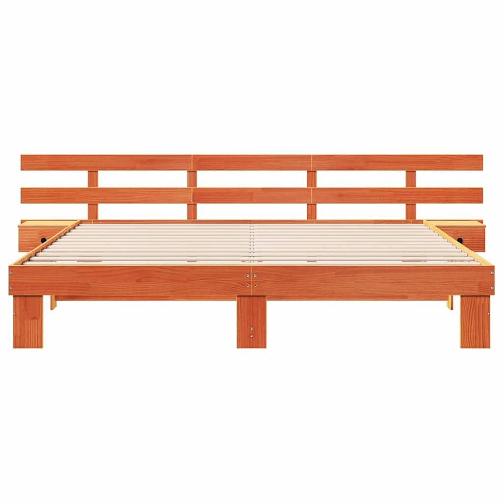 Krevetna konstrukcija Smeđa 200 x 200 cm Čvrsto borovo drvo