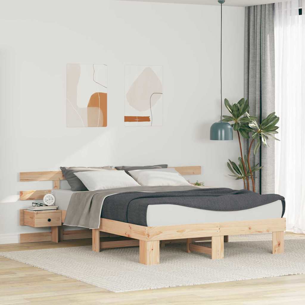 Krevetna konstrukcija Smeđa 150 x 200 cm Čvrsto borovo drvo