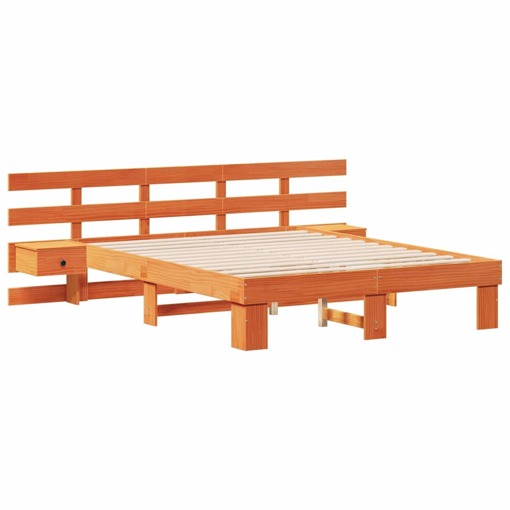 Krevetna konstrukcija Smeđa 150 x 200 cm Čvrsto borovo drvo