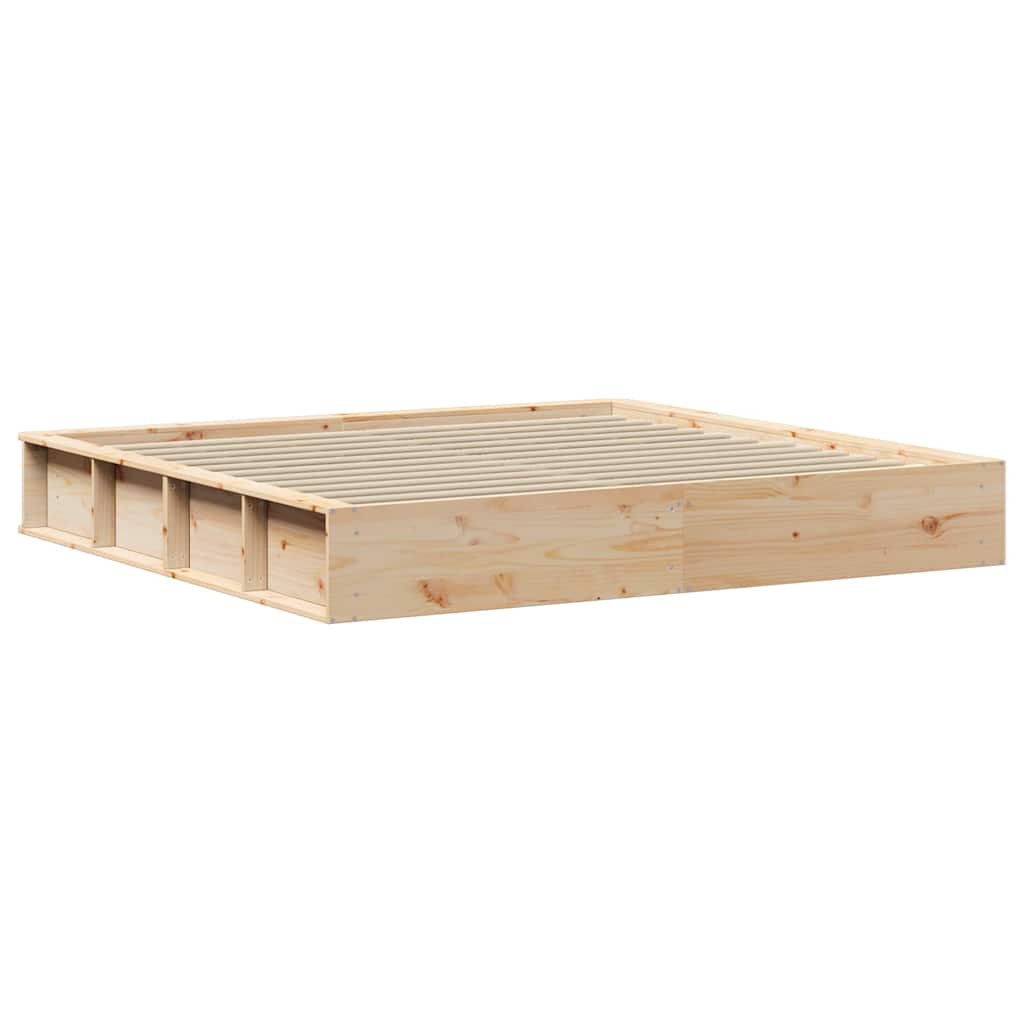 Krevetna konstrukcija Smeđa 200 x 200 cm Čvrsto borovo drvo