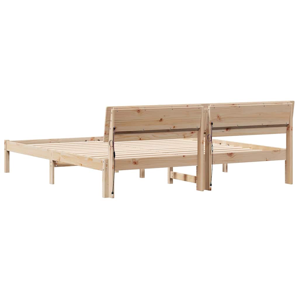 Krevetna konstrukcija Smeđa 200 x 200 cm Čvrsto borovo drvo