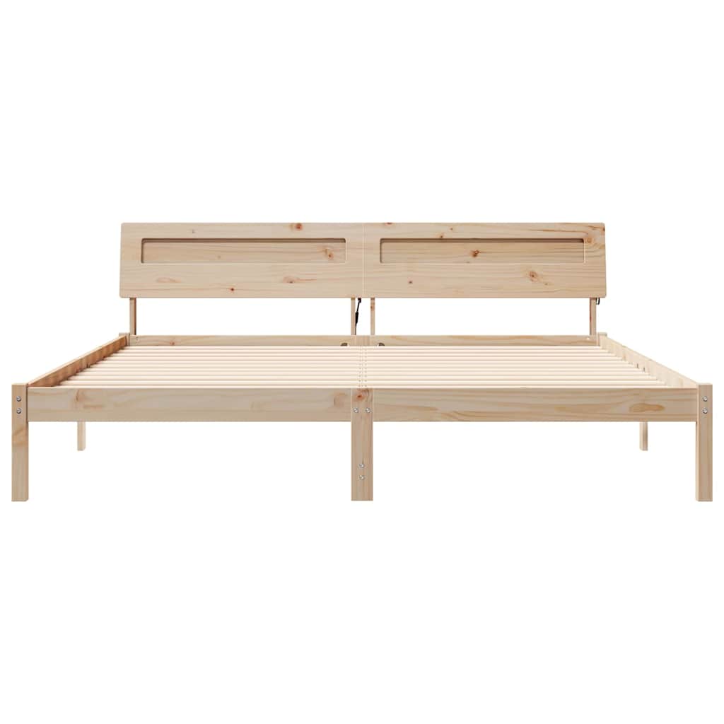 Krevetna konstrukcija Smeđa 200 x 200 cm Čvrsto borovo drvo