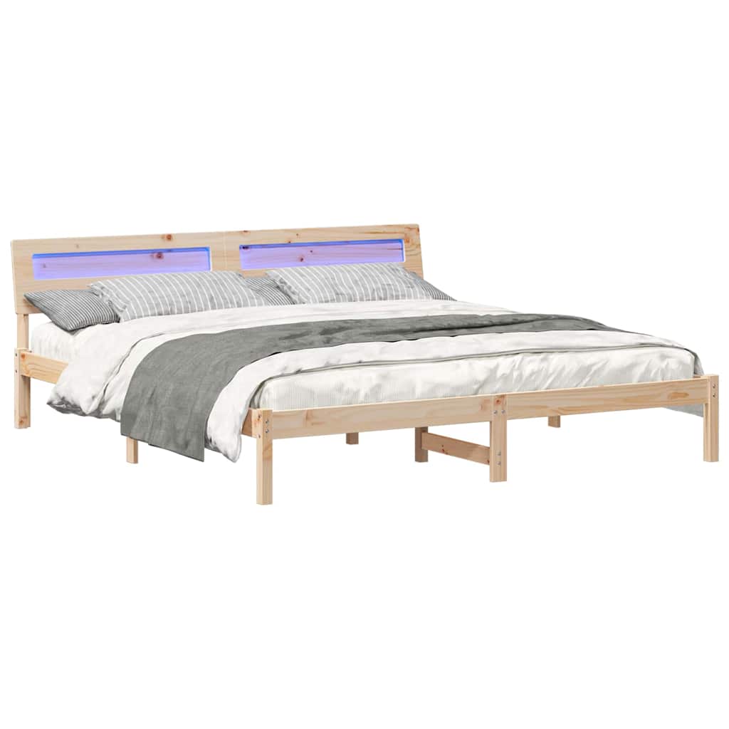 Krevetna konstrukcija Smeđa 200 x 200 cm Čvrsto borovo drvo