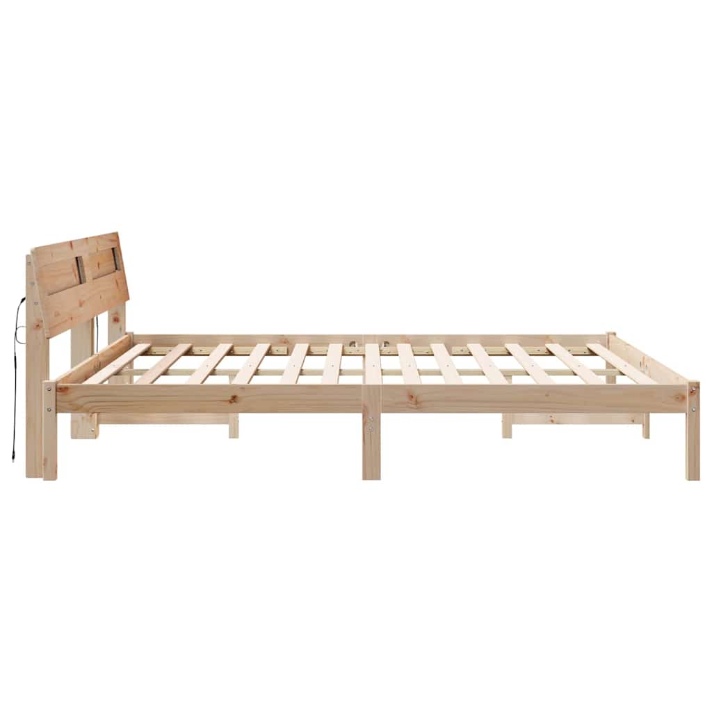 Krevetna konstrukcija Smeđa 200 x 200 cm Čvrsto borovo drvo