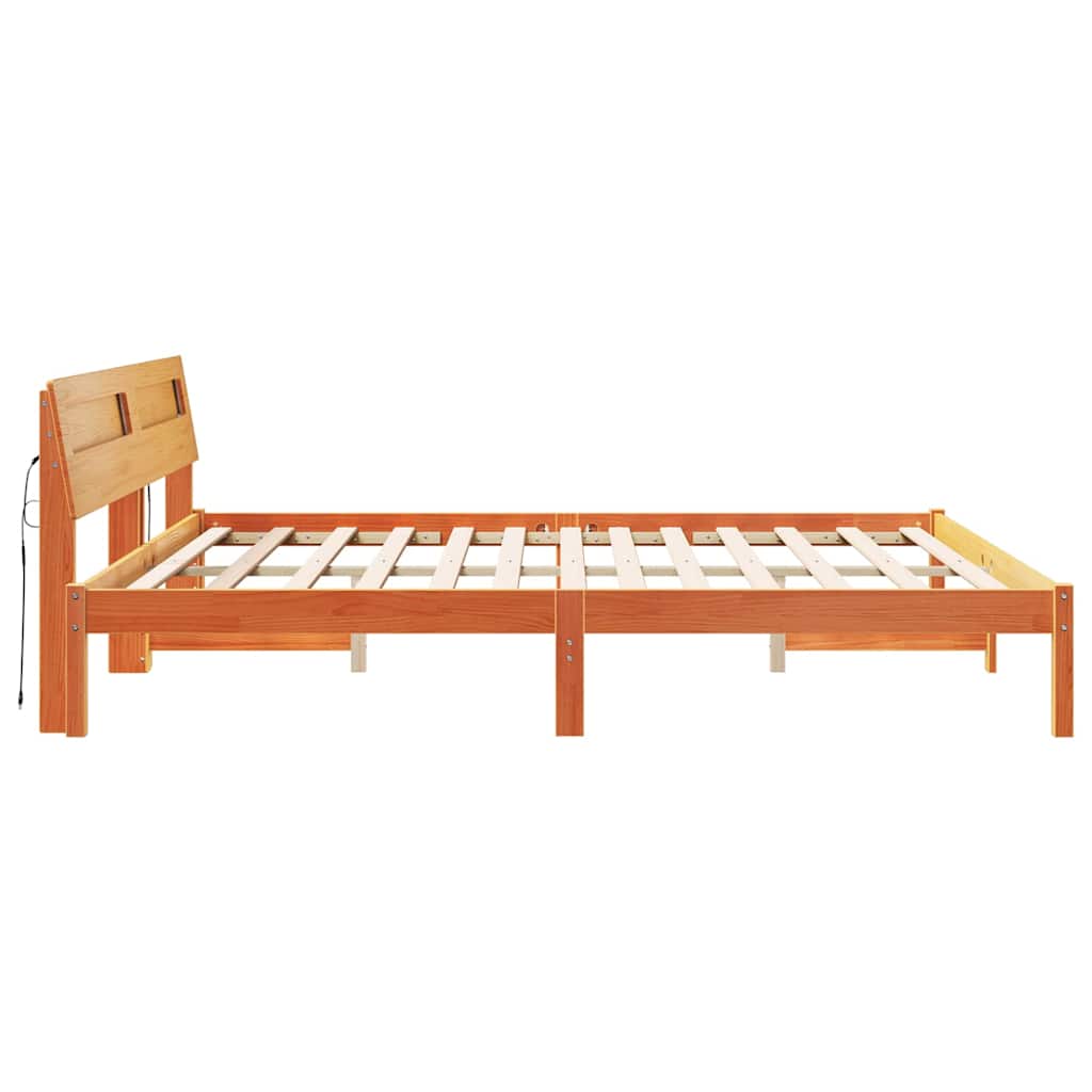 Krevetna konstrukcija Smeđa 200 x 200 cm Čvrsto borovo drvo