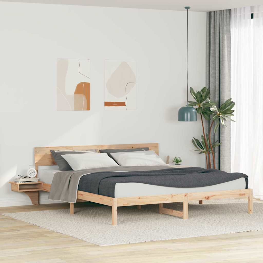 Krevetna konstrukcija Smeđa 200 x 200 cm Čvrsto borovo drvo