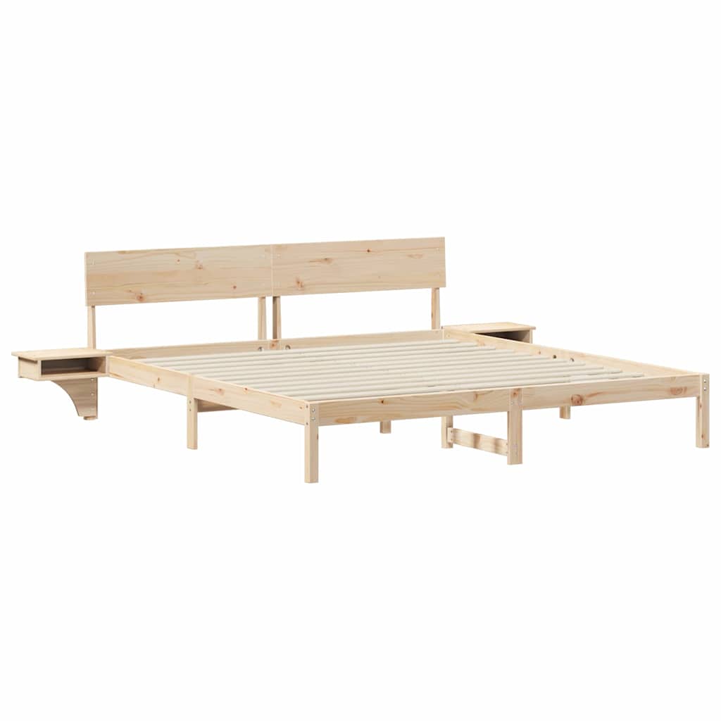 Krevetna konstrukcija Smeđa 200 x 200 cm Čvrsto borovo drvo