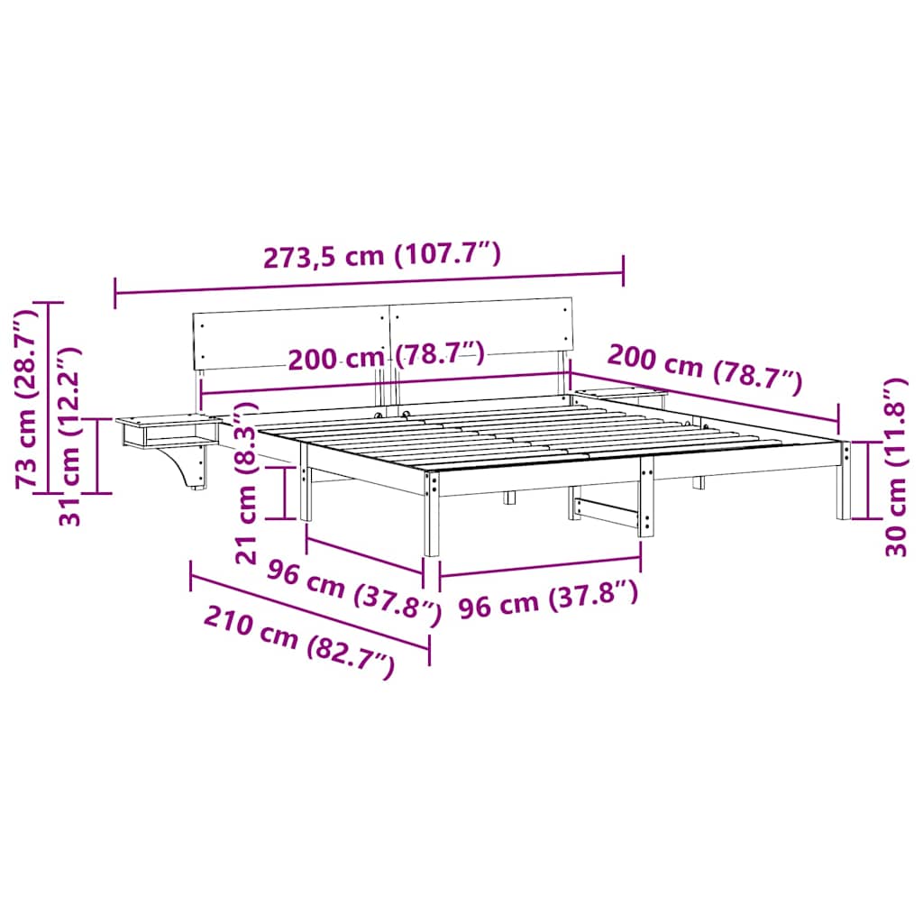 Krevetna konstrukcija s uzglavljem Vosak smeđa 200 x 200 cm