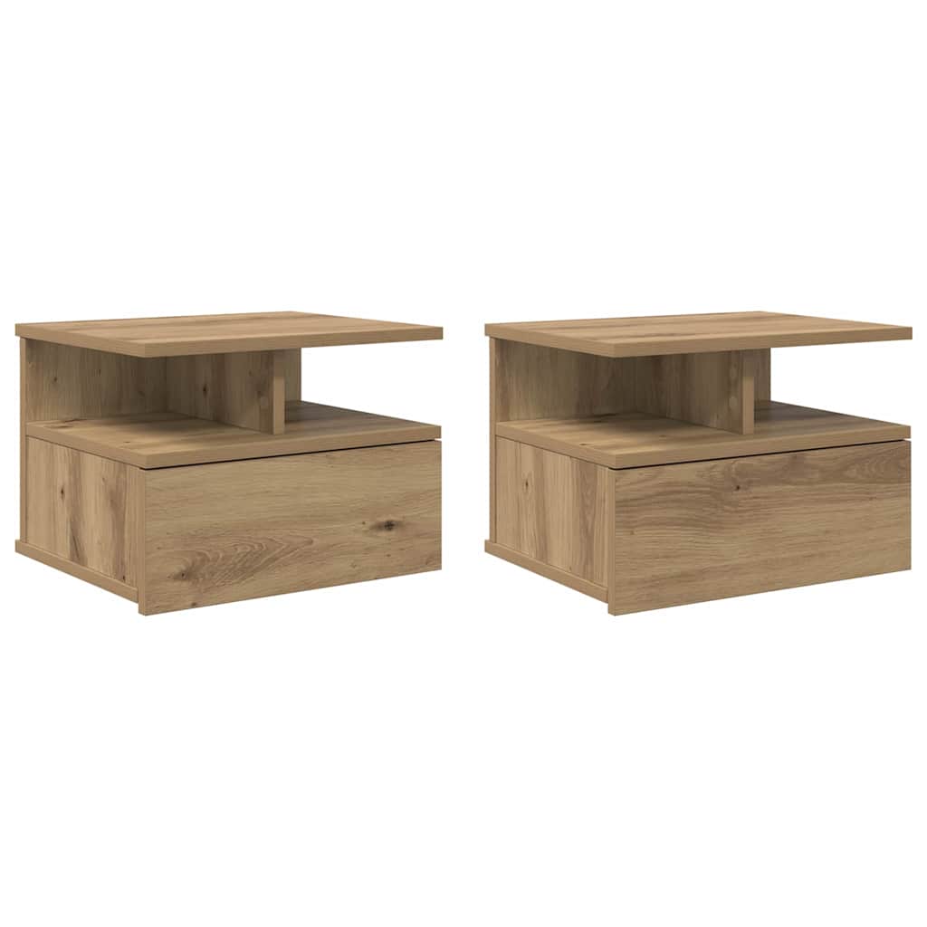 Lebdeća noćna ormarić 2 pcs Umjetnički hrast 40 x 31 x 28 cm