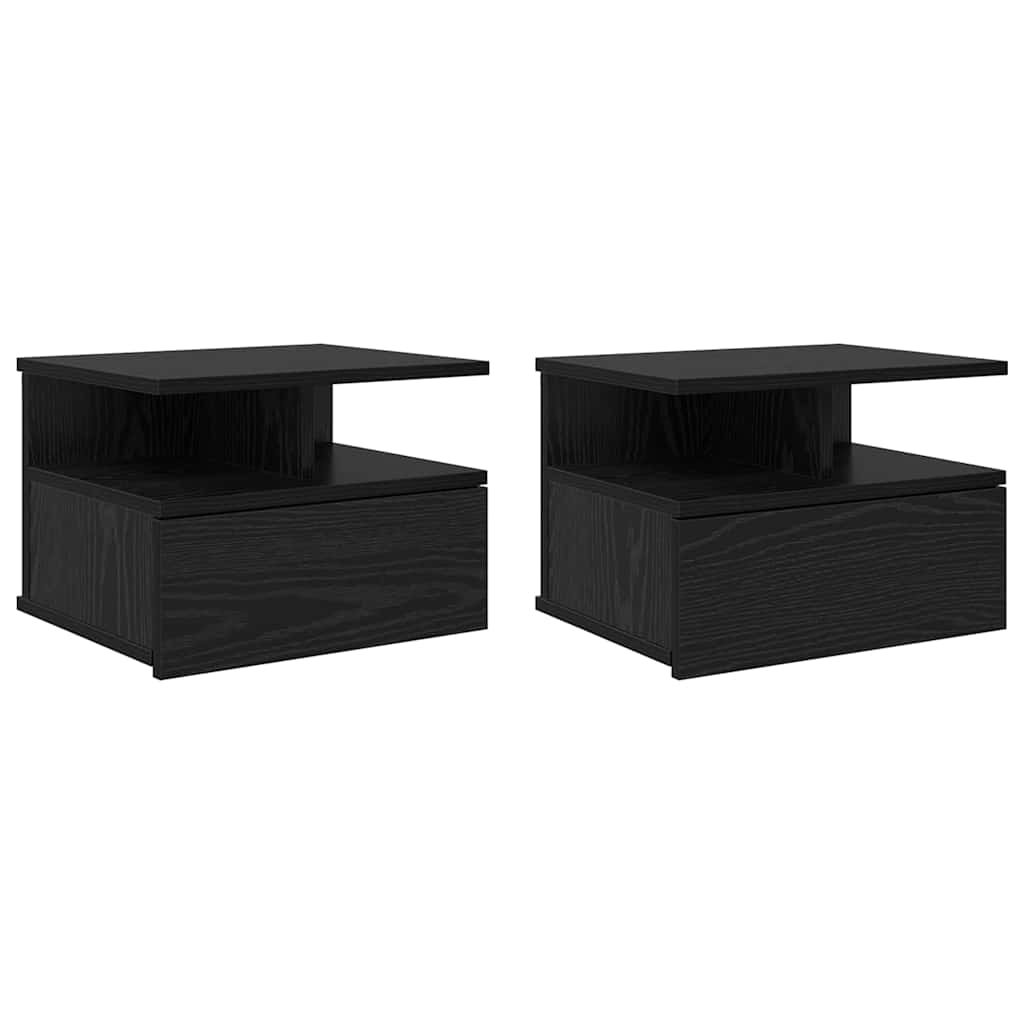 Lebdeća noćna ormarić Zidne 2 pcs Crni hrast 40 x 31 x 28 cm