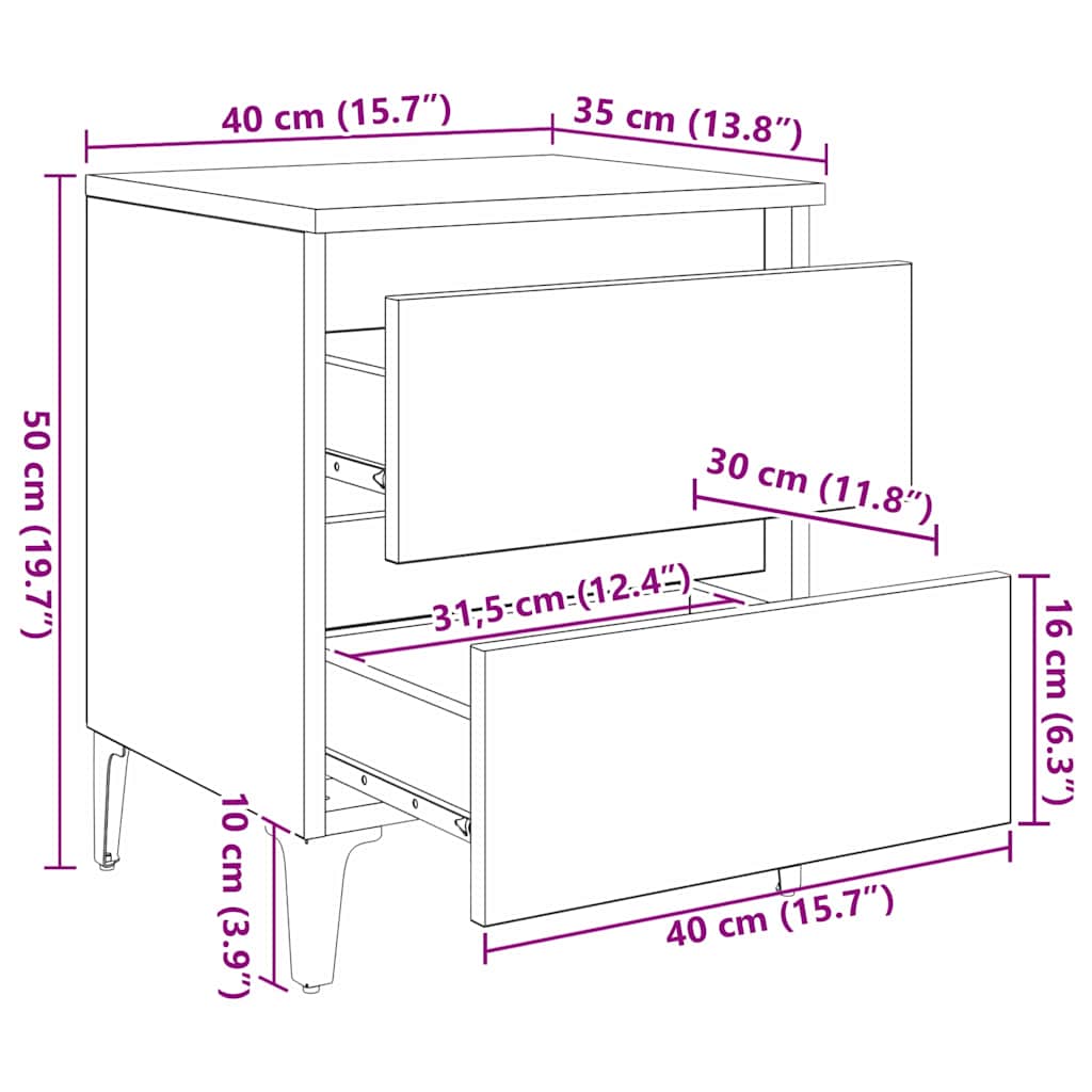 Noćni ormar Staro drvo 40 x 35 x 50 cm Konstruirano drvo