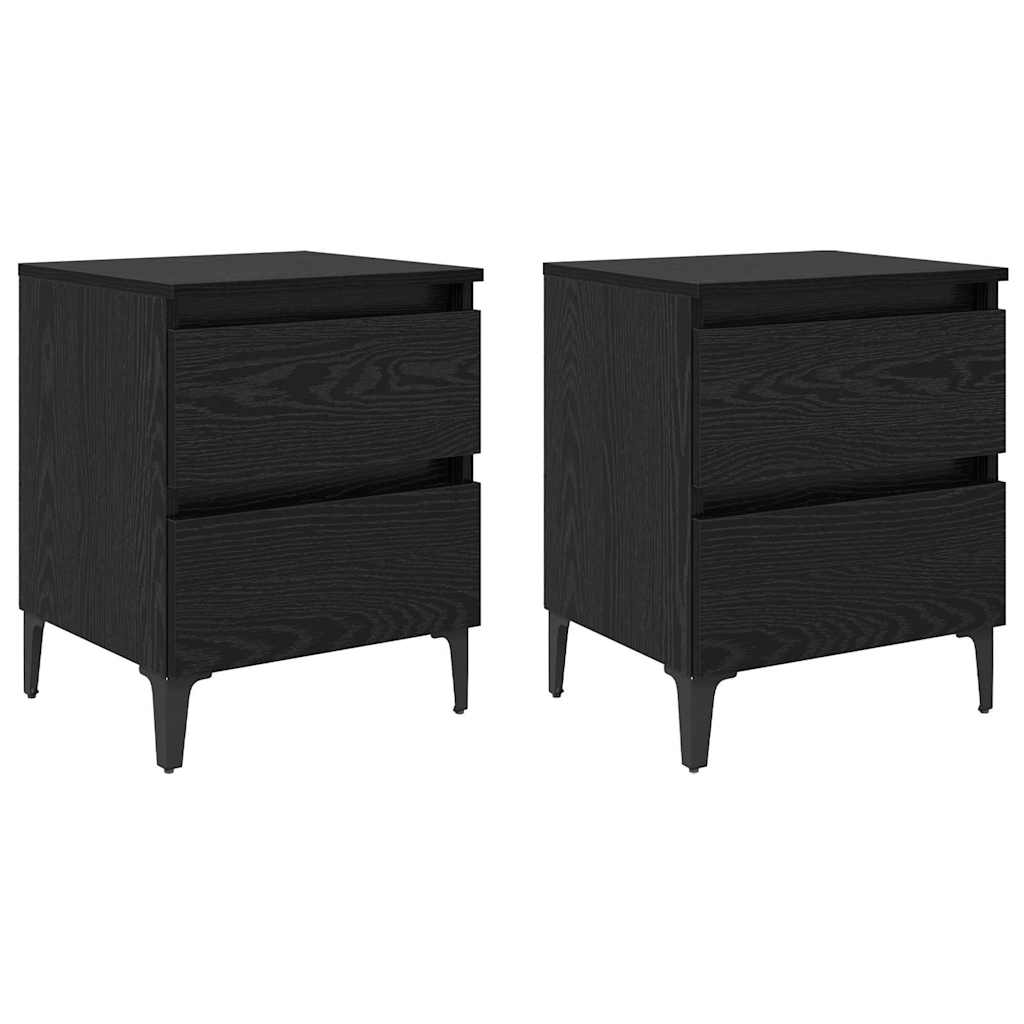 Noćni ormar 2 pcs Crni hrast 40 x 35 x 50 cm Konstruirano drvo