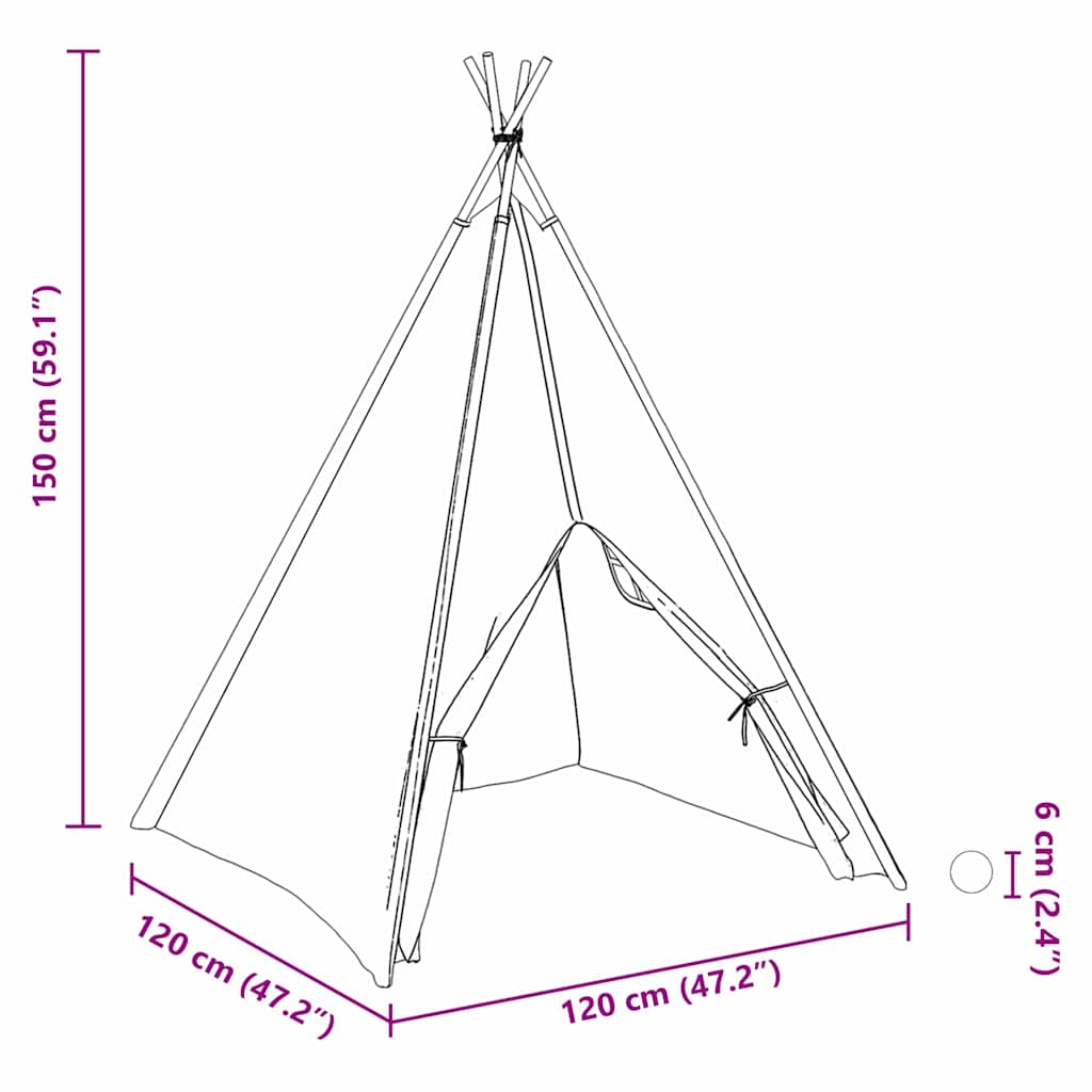 Teepee šator Bijelo 120 x 120 x 150 cm Tkanina i plastika
