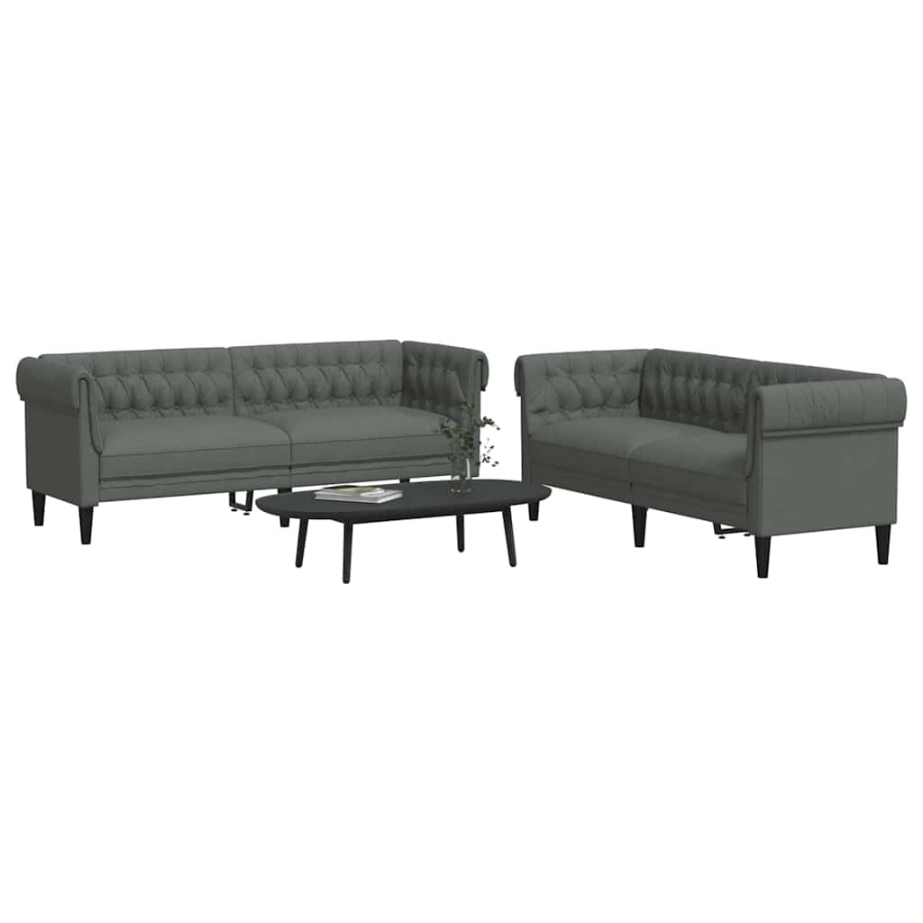 Kauč za dnevni boravak 2 pcs Tamno siva 201,5 x 74,5 x 74,5 cm