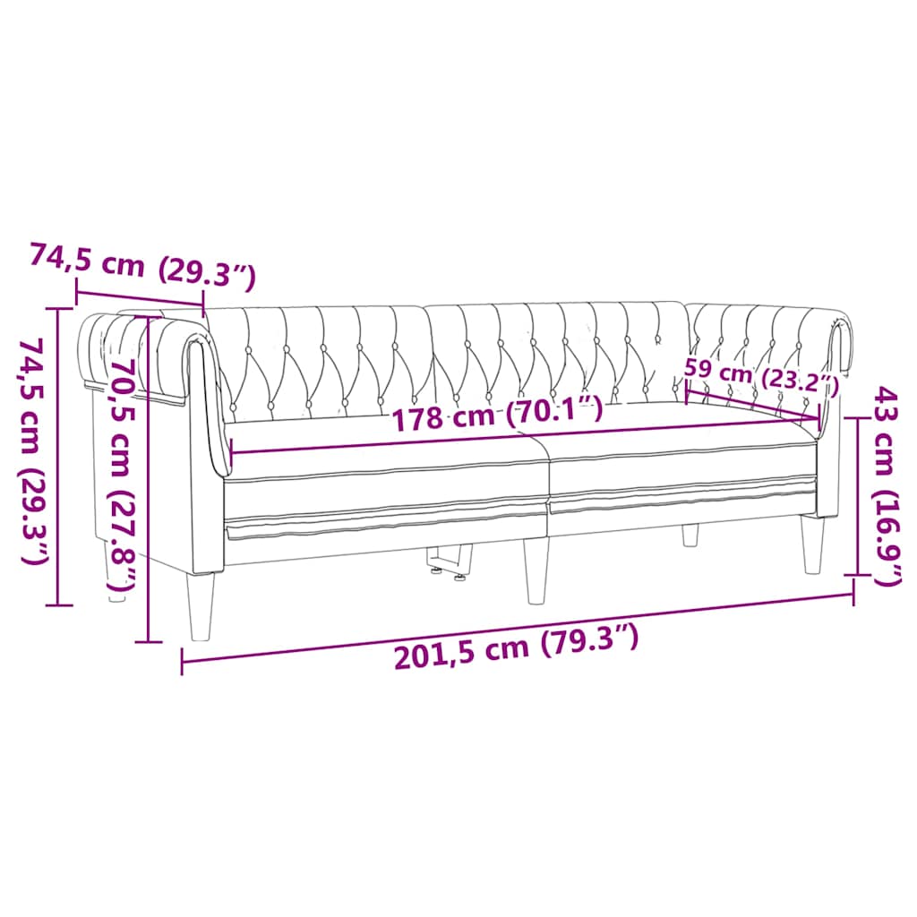 Kauč za dnevni boravak 2 pcs Tamno siva 201,5 x 74,5 x 74,5 cm