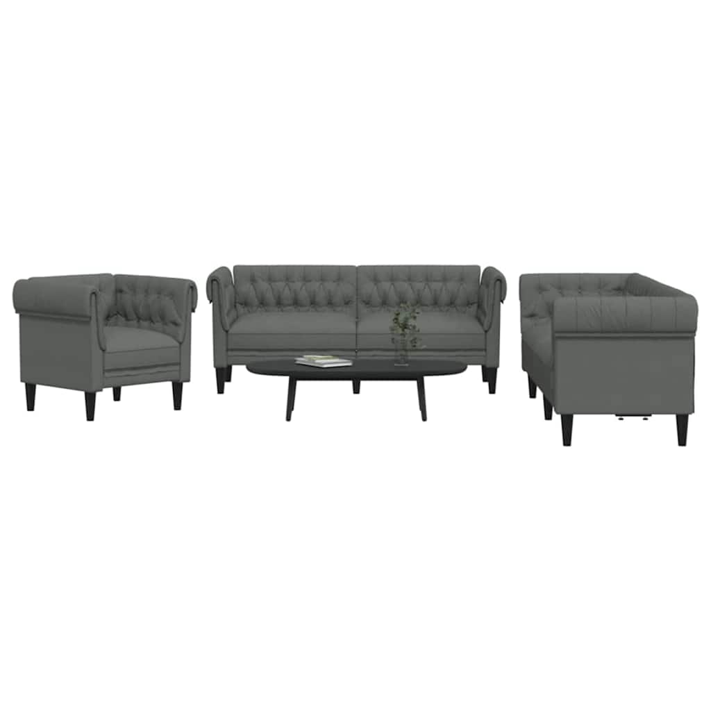 Kauč za dnevni boravak 3 pcs Tamno siva 201,5 x 74,5 x 74,5 cm