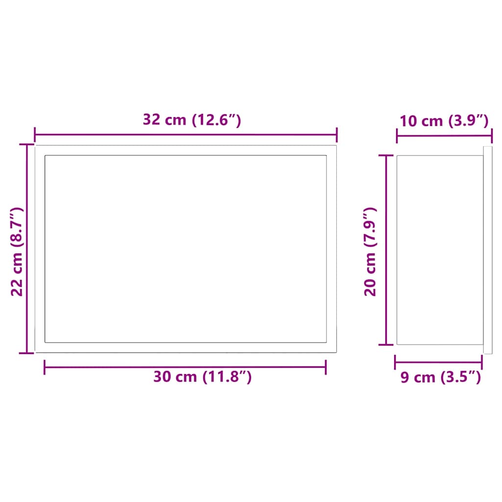 Ničica za tuš Bijelo 30 x 20 x 9,5 cm Nehrđajući čelik