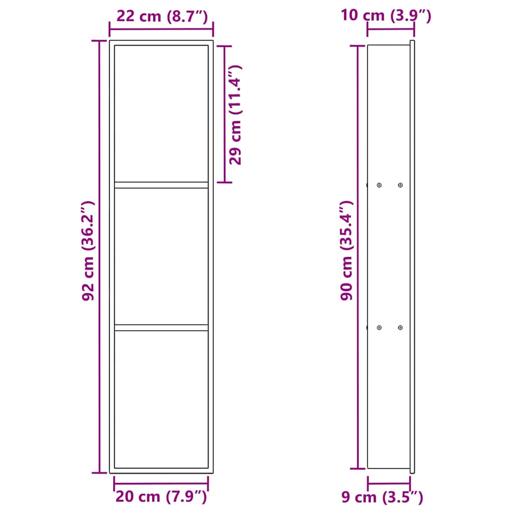 Ničica za tuš Crna 90 x 20 x 9,5 cm Nehrđajući čelik