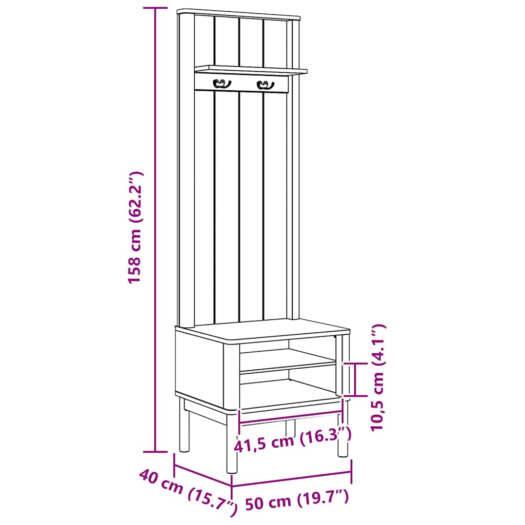 Ormar za hodnik s policom FLORO Bijelo 50 x 40 x 158 cm