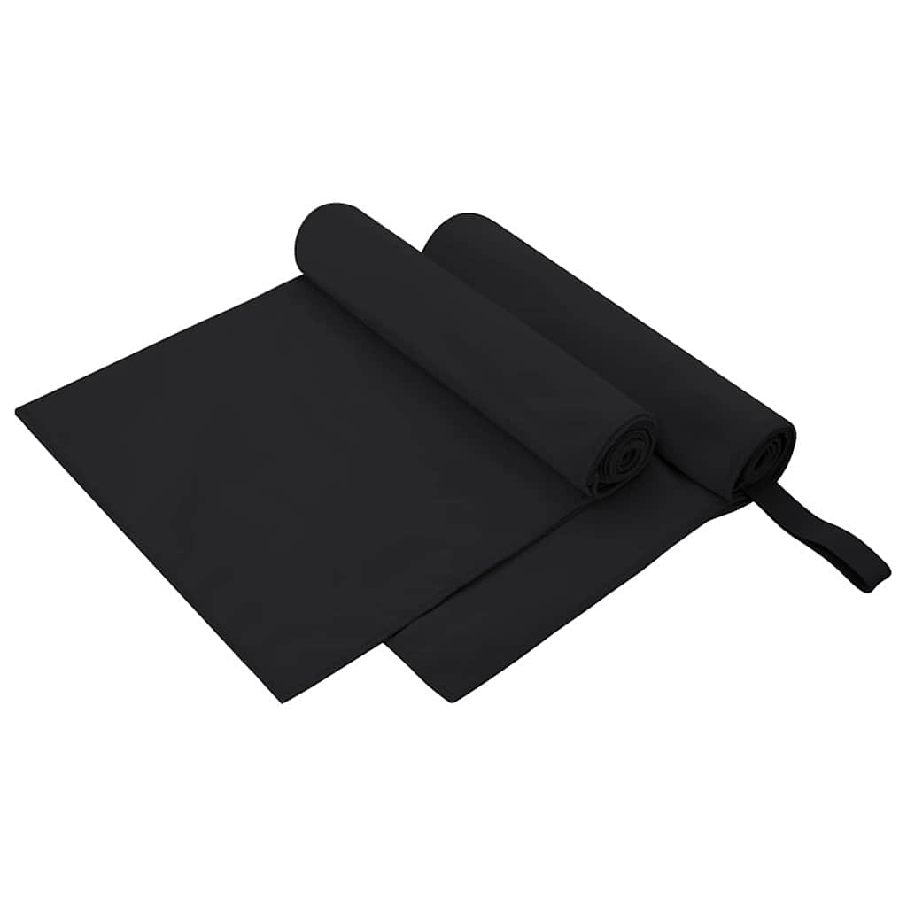 Sportski Ručnici 2 pcs Crna 100 x 50 cm Poliester i poliamid