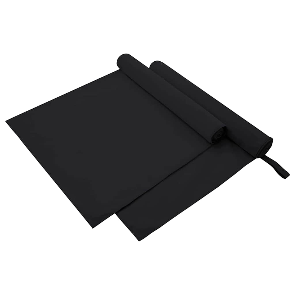 Sportski Ručnici 2 pcs Crna 180 x 90 cm Poliester i poliamid