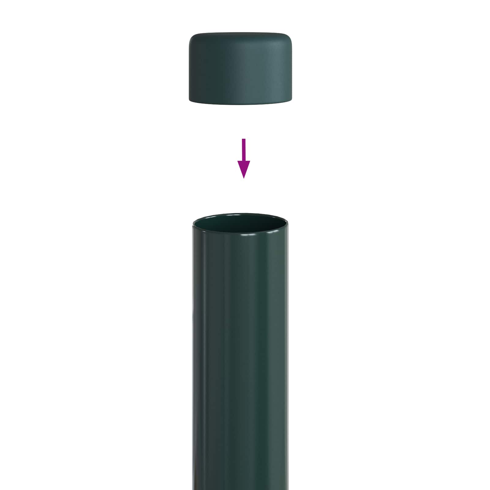 Stup za ogradu 2 pcs Zelena 110 cm Čelik s praškastim premazom