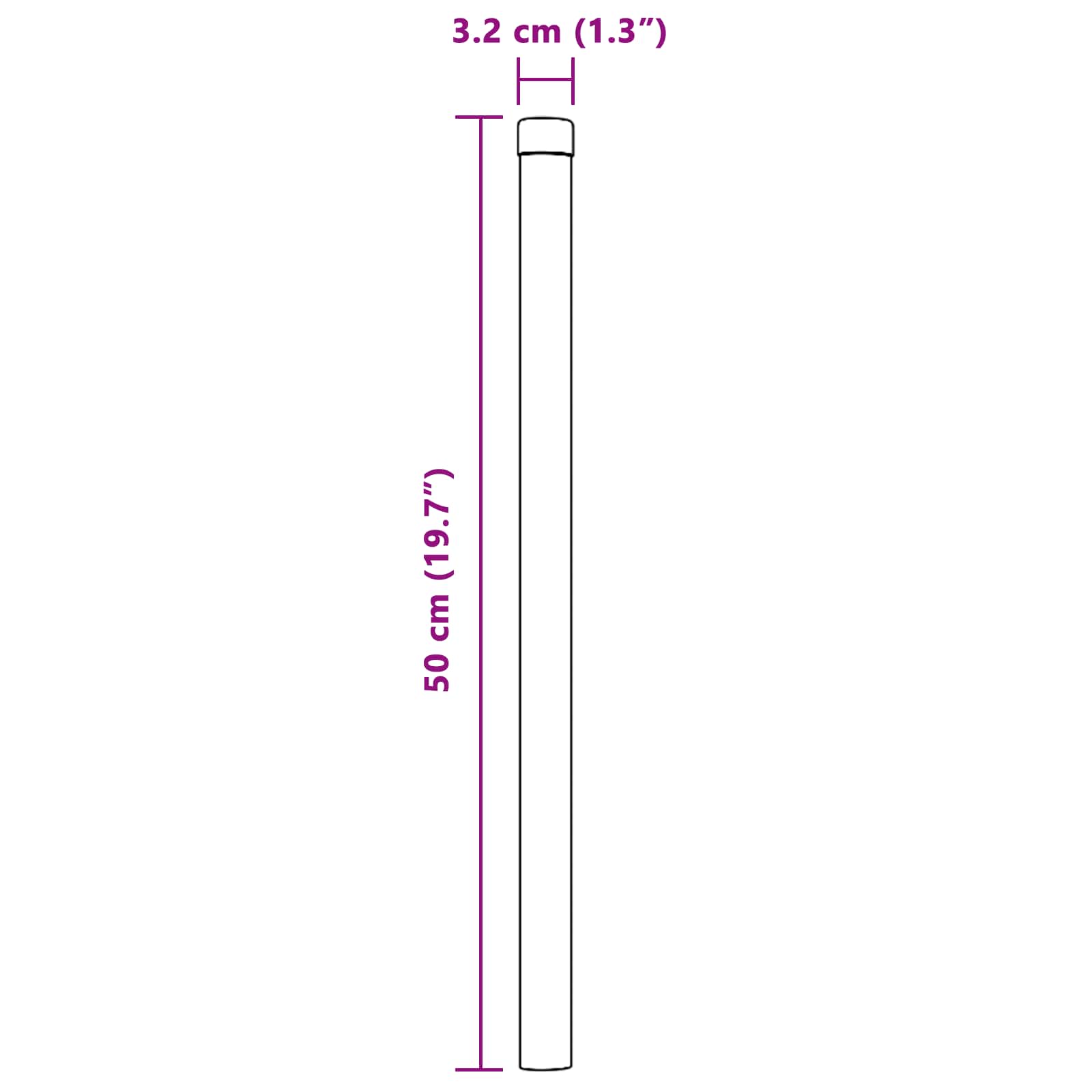 Stup za ogradu 12 pcs Siva 50 cm Čelik s praškastim premazom