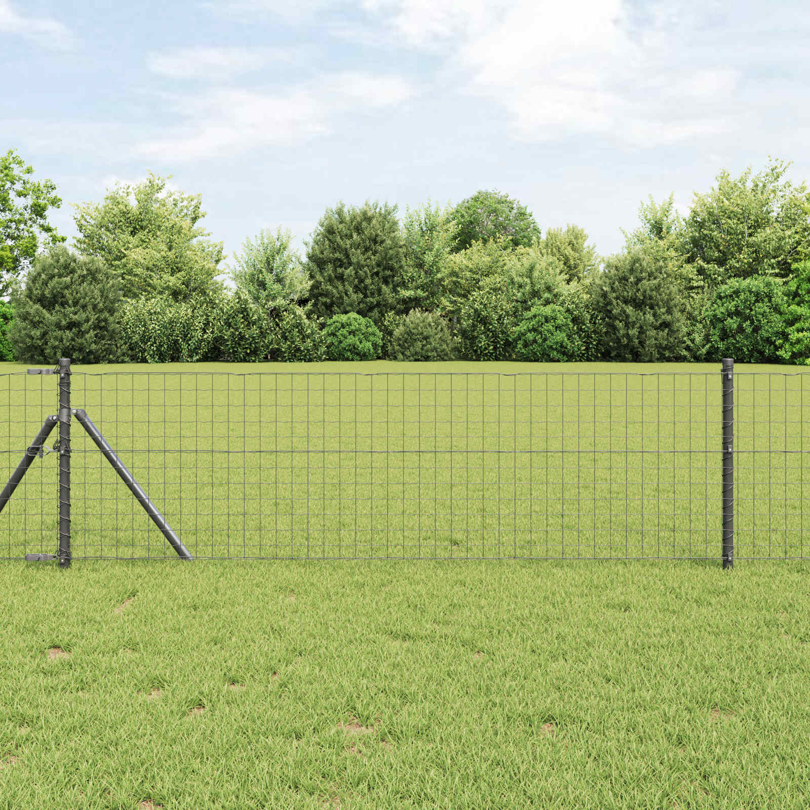 Stup za ogradu 12 pcs Siva 80 cm Čelik s praškastim premazom