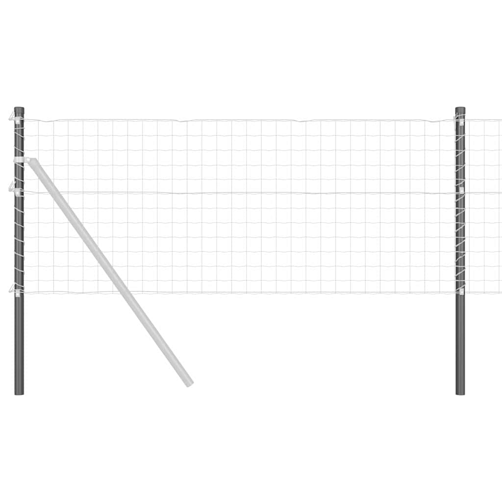 Stup za ogradu 2 pcs Siva 110 cm Čelik s praškastim premazom