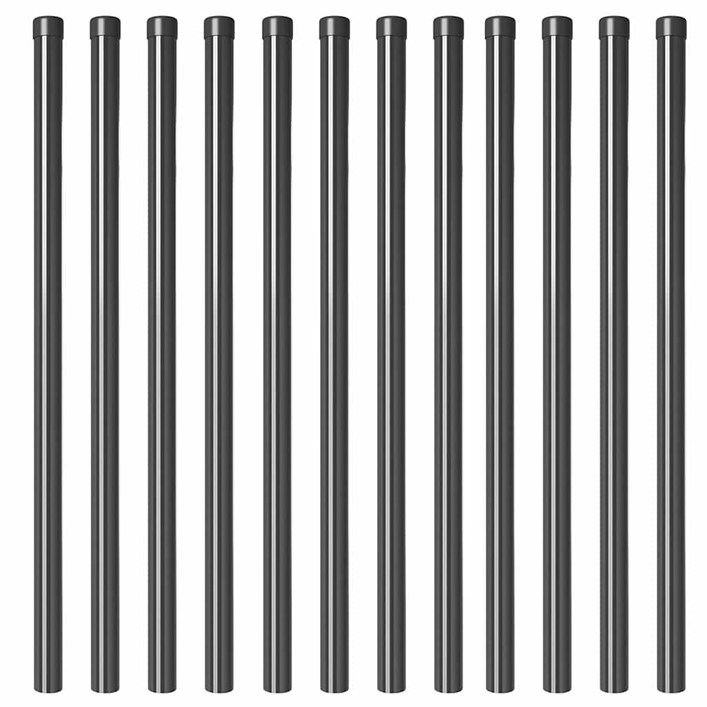 Stup za ogradu 12 pcs Siva 110 cm Čelik s praškastim premazom