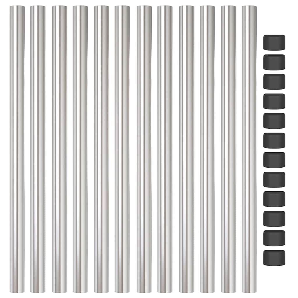 Stup za ogradu 12 pcs Srebrno 60 cm Čelik s praškastim premazom