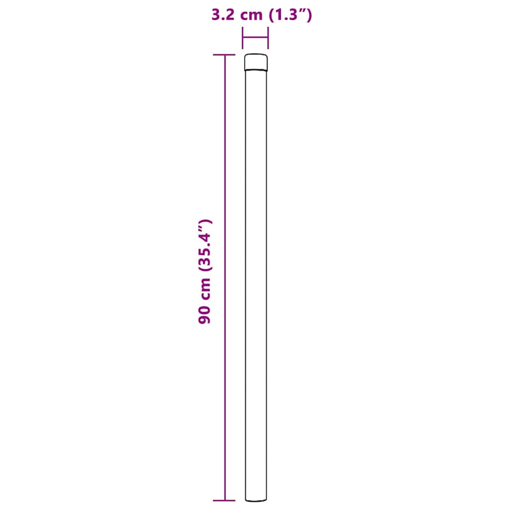 Stup za ogradu 2 pcs Srebrno 90 cm Čelik s praškastim premazom