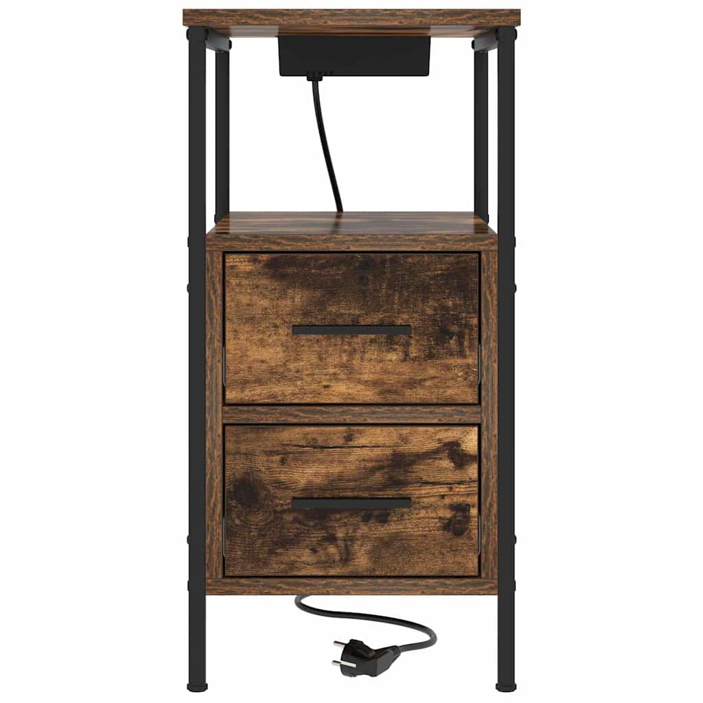 Noćni ormar s ladicama 2 pcs Dimljeni hrast 30 x 48 x 61 cm