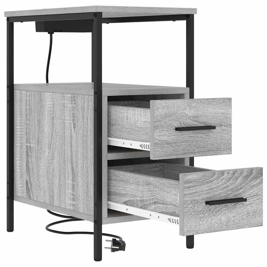 Noćni ormar 2 pcs Siva Sonoma 30 x 48 x 61 cm Konstruirano drvo
