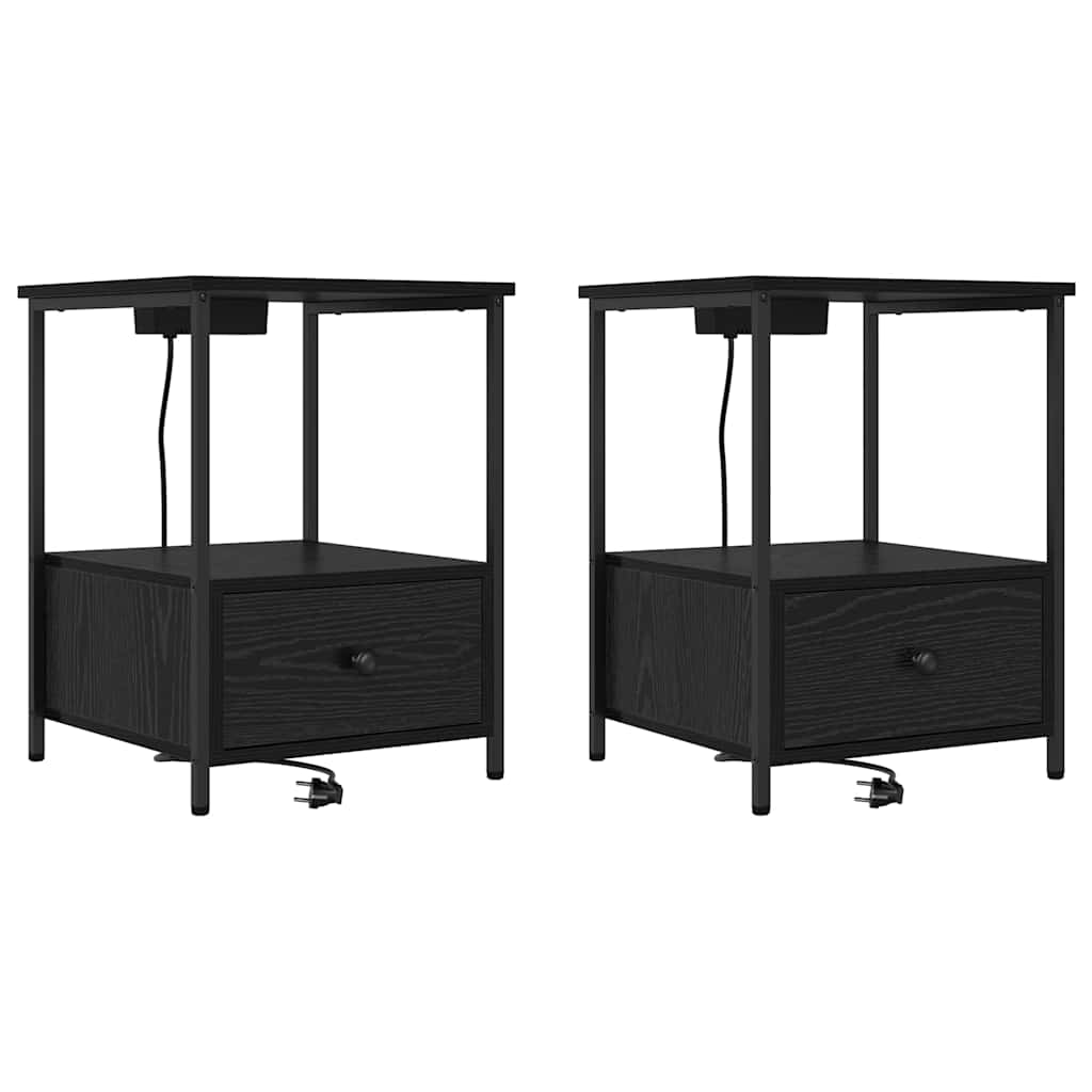 Noćni ormar 2 pcs Crni hrast 42 x 41 x 56 cm Konstruirano drvo