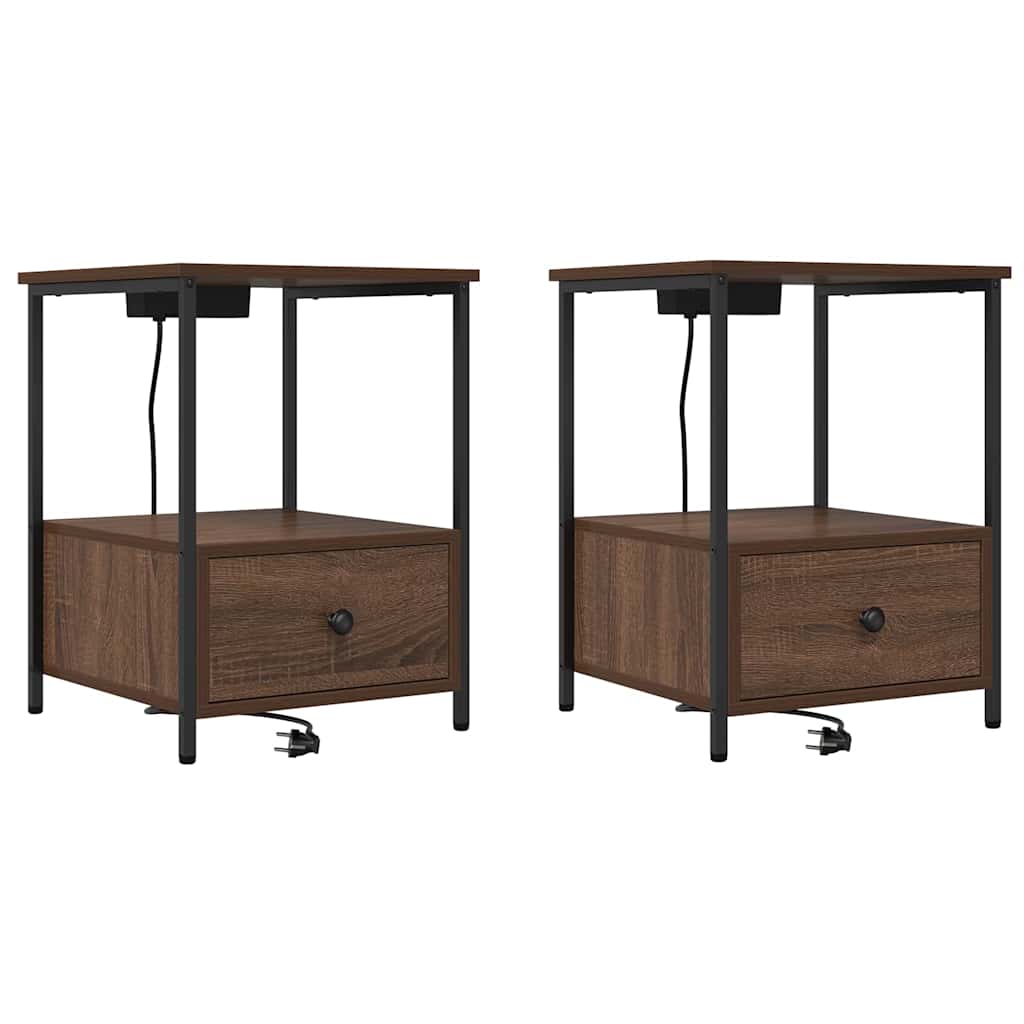 Noćni ormar 2 pcs Smeđi hrast 42 x 41 x 56 cm Konstruirano drvo