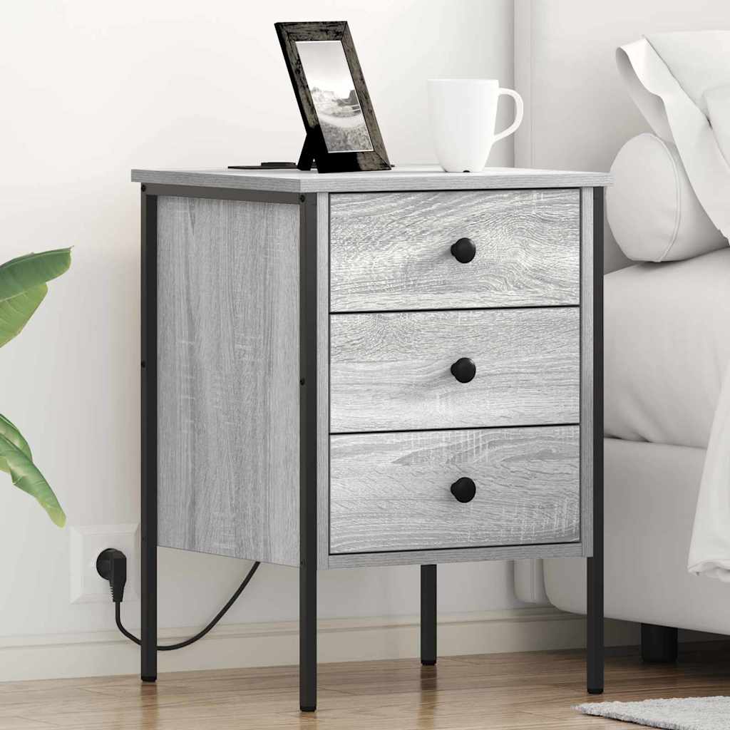 Noćni ormar 2 pcs Siva Sonoma 42 x 41 x 61 cm Konstruirano drvo
