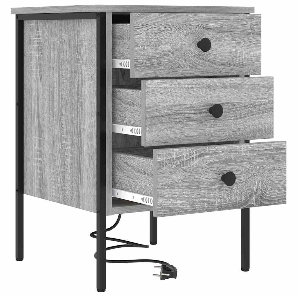 Noćni ormar 2 pcs Siva Sonoma 42 x 41 x 61 cm Konstruirano drvo