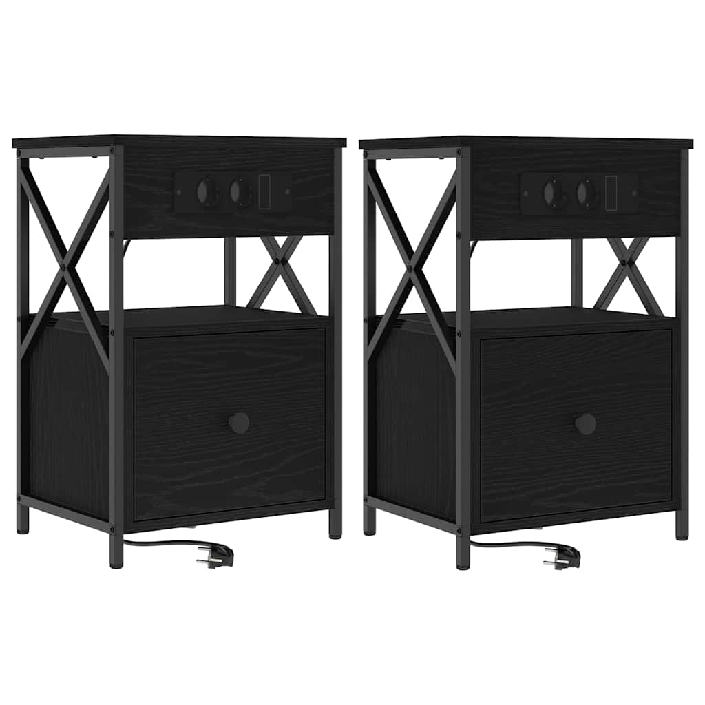 Noćni ormar 2 pcs Crni hrast 40 x 31 x 60 cm Konstruirano drvo