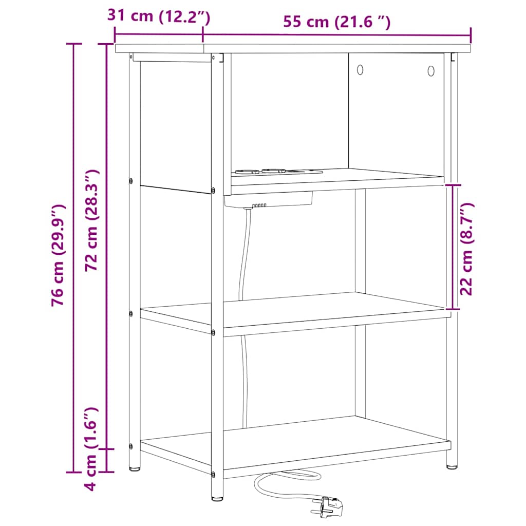 Noćni ormar Sonoma hrast 55 x 31 x 76 cm Konstruirano drvo